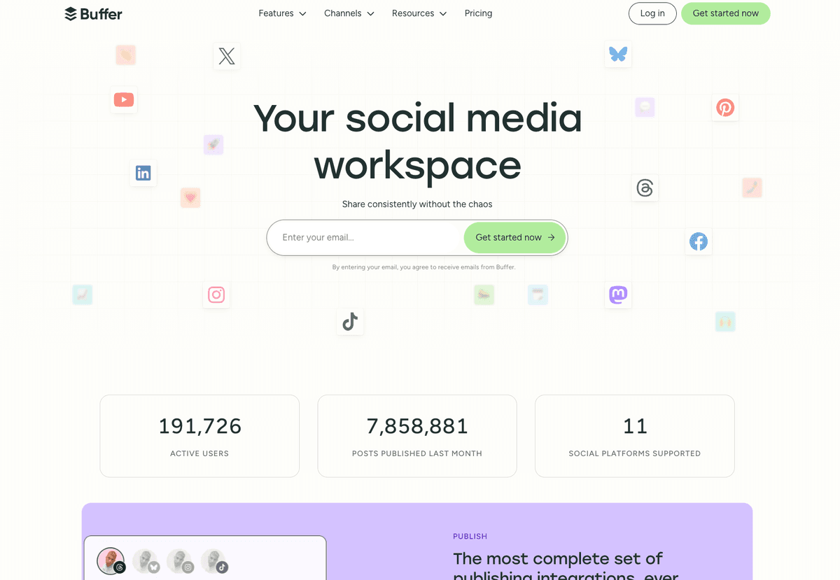 Buffer website screenshot