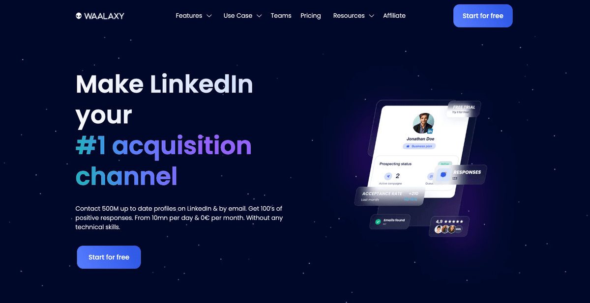 Waalaxy website screenshot